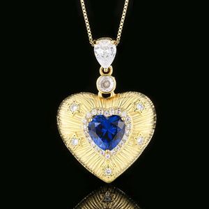 Wholesale 10mm Heart Cut Red Cubic Zirconia Jewelry Eco-friendly Copper Gold Plated Heart Pendant Necklace for Women Daily Wear - Product Image 4