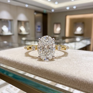 Luxury 2CT Lab Grown Diamond Engagement <b>Rings</b> Women Hot Selling 10K Gold Oval Synthetic Diamond <b>Ring</b> Fine Women Jewelry - Product Image 2