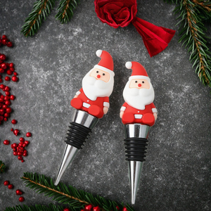 Vente en gros de cadeaux de Noël élégants : Bouchons de bouteille sous vide en métal Père Noël et bouchons de vin rouge pour champagne et vin - Product Image 3