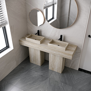 Lavabo a colonna in marmo a strati di lusso Dream Home, lavabo da bagno autoportante in pietra naturale massiccia - Product Image 4