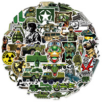 50 pièces Force militaire réservoir voiture Graffiti autocollants pour bagages bouteille voiture décor vert soldats arme pistolet autocollant