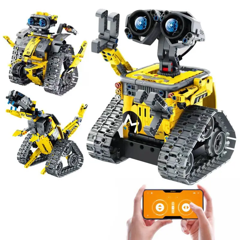 Creative APP 3 in 1 Robot stelo Set di blocchi per bambini Puzzle telecomando mattoncini giocattolo per bambini fai da te programmazione giocattoli