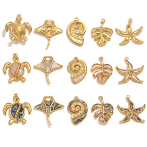 Custom Luxury 14k 18k Gold Plated 316L Stainless Steel Jewelry Beach Charms for <b>Bracelet</b> Necklace Jewelry Making - Product Image 4