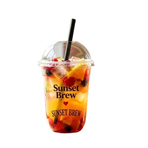 Custom Logo 95mm 16oz 500ml Clear PET U Shape Disposable <b>Boba</b> <b>Bubble</b> Tea Iced Coffee Drinking Plastic Cups with Lids - Product Image 1