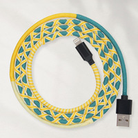 Kabel pengisian daya kustom cocok untuk kabel Data anyaman Micro USB 3.0 Kreatif Apple Tipe C