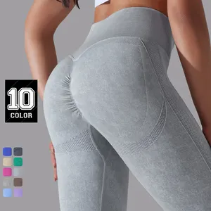 2024 Latest Design Acid Wash Scrunch Seamless Legging High Waist Peach Bum Gym Fitness Tights Leggings