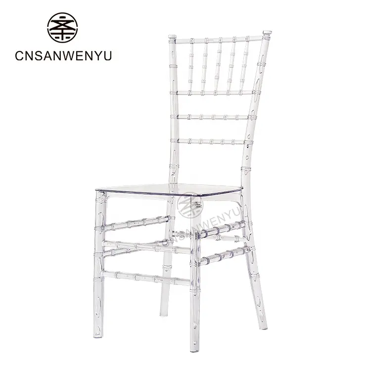 Chaise en plastique en résine de cristal de Polycarbonate Transparent d'hôtel, chaise de mariage en acrylique