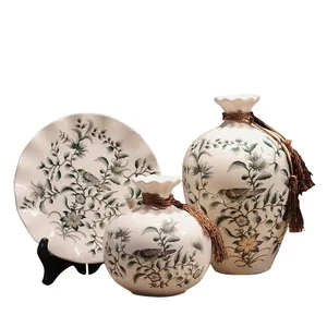 Wholesale china ceramic vase 3 pcs retro ceramic vases for home decor