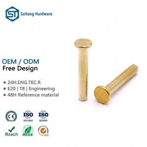 Rivets pleins en laiton sur mesure de 2,5 mm, certifiés ISO9001, marque Saitong, finition brillante, quincaillerie de fixation pour ceintures en cuir - Product Image 1