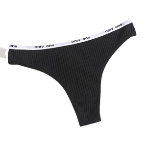 <span class=keywords><strong>Bellissimi</strong></span> Slip da Donna in Cotone Costolato, Perizoma BIKINI Bianco e Nero con Logo, Stile Quotidiano per Donne, Fornitura ODM - Product Image 5