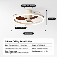 Ventilateur de plafond moderne silencieux avec éclairage LED pour la maison, la chambre, l'hôtel, le salon, le restaurant, le bureau, décoration, ventilateur central, lustre, lampe, pales en ABS