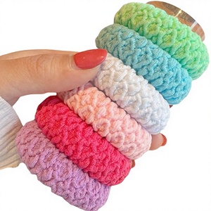 Élastiques à cheveux unisexes pour enfants et femmes, en tissu éponge, 6 cm, tendance et durables - Product Image 3