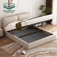 Lit en cuir design italien moderne pour chambre à coucher, base de lit en cuir, taille King/Queen, cadre de lit double haut de gamme pour chambre parentale, lits en cuir