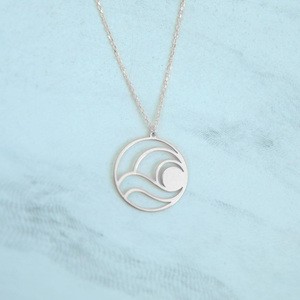 <span class=keywords><strong>Collana</strong></span> Sole Placcata <span class=keywords><strong>Oro</strong></span>, Gioielli con Ciondolo a Onda, Collane per Donne, Charm in Acciaio Inossidabile - Product Image 3