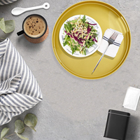 Plateau de service décoratif de forme ronde avec poignées, style minimaliste, plateau de service pour le petit-déjeuner, plateau de service de cuisine, plateau décoratif