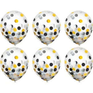 12 इंच काले चांदी सोना कंफ़ेद्दी गुब्बारे Globos के लिए Metalicos शादी जन्मदिन गोद भराई की पार्टी सजावट लेटेक्स गुब्बारे