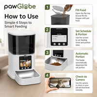 Distributeur de nourriture intelligent pour animaux de compagnie avec écran vidéo, caméra rotative à distance, alimentation automatique programmée et conception anti-obstruction pour chats et chiens
