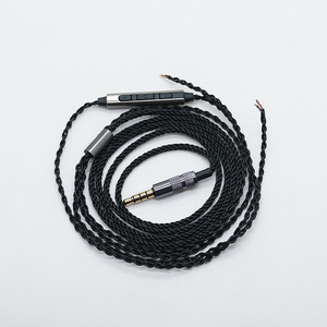 Câble audio 8 brins en cuivre torsadé plaqué or avec commande à 3 boutons pour écouteurs et téléphones mobiles - Product Image 1