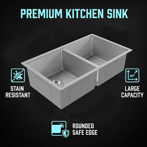 Lavello da <span class=keywords><strong>Cucina</strong></span> Moderno di Lusso a Doppia Vasca Sottopiano in Acciaio Inox 304 Fatto a Mano con Superficie Spazzolata per Uso Domestico e Commerciale - Product Image 6