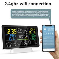 Station météo numérique intelligente Tuya OLED sans fil avec capteur extérieur Wi-Fi, thermomètre, hygromètre, horloge et alarme pour la maison (en plastique)