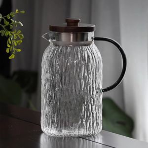 High Borosilicate Glass Water Pitcher <b>With</b> <b>Lid</b> <b>Large</b> Capacity Transparent Cold Water Jug For Fruit Juice Milk Herbal Tea - Product Image 1
