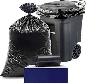Bolsas de Basura Negras Desechables de LDPE, Bolsas de Residuos Domésticas de Alta Calidad, 25-50 unidades/rollo - Product Image 1