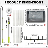 Kit de peinture industriel DIY : Rouleau de peinture en polyester de 18 po, ensemble de 10 pièces, perche d'extension de 4,7 pi, bac et pinceau pour peinture de grandes surfaces en hauteur