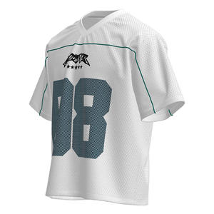 Maillot de football Healy American Streetwear rétro, couleur contrastée, col en V ample, respirant, en maille, séchage rapide, haut sportif pour homme - Product Image 2