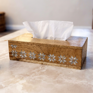 Hs Husnain Crafts Boîte à mouchoirs carrée en bois MDF avec incrustation de nacre, design classique, faite à la main, écologique, luxe, pour la maison - Product Image 1
