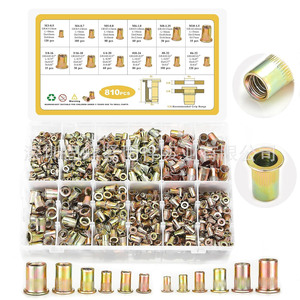 Rivet Nuts Set 260Pcs Inch <b>Thread</b> <b>Inserts</b> Socket Drive Color Zinc Plated Carbon Steel Fully Threaded Unc Metric Boxed Kit - Product Image 2