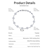 Bracelet chaîne en argent S925 avec moissanite taille marquise complète couleur D VVS1 pour femme, idéal pour le quotidien, collection transfrontalière