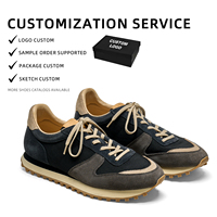 Vente en gros de baskets pour hommes en cuir suédé véritable, style rétro vintage, faites à la main, à lacets, chaussures décontractées, personnalisation usine OEM ODM, prix avec logo