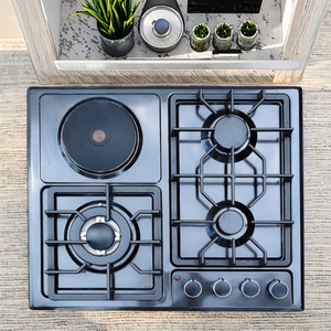 Table de cuisson en acier inoxydable à quatre brûleurs, <span class=keywords><strong>gaz</strong></span> naturel et GPL, alimentation par batterie, allumage électronique, installation encastrée pour usage hôtelier - Product Image 1