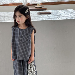 Quần Áo Trẻ Em 2026 Mùa Hè Mới Cho Bé Gái Và Bé Trai Bộ Quần Áo Cotton Kẻ Sọc Áo Vest Không Tay Mỏng Quần Cắt Hai Mảnh Phù Hợp Với - Product Image 4