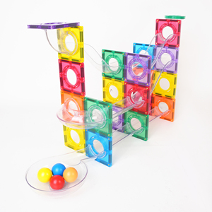 Pista da Corsa Educativa STEM Mntl a Prezzo di Fabbrica, Blocchi Magnetici da Costruzione, 107 Pezzi, Pista per <span class=keywords><strong>Biglie</strong></span> Fai-da-Te con Piastrelle Magnetiche per Bambini - Product Image 4