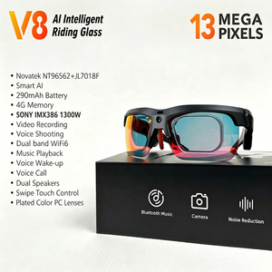 Gafas inteligentes V8 de 13MP con estabilización de imagen, grabación de video, grabación de audio, llamadas por BT, reproducción de música, gafas deportivas para exteriores - Product Image 6
