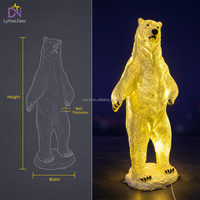 Décoration de Noël, statue d'ours polaire géante grandeur nature en fibre de verre, éclairée par LED, pour extérieur, usage commercial, accessoire de présentation pour centre commercial