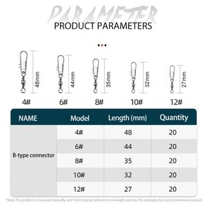 Emniyet çırpıda kilitleme Snaps ile 100 adet balıkçılık varil döner yüksek mukavemetli balıkçılık döner Snaps kanca hattı sayaç kiti mücadele A1 - Product Image 2