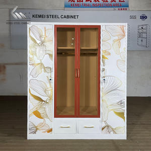 Стальная мебель, железная спальня, <span class=keywords><strong>Almirah</strong></span>, 4 двери, шкаф для одежды со светодиодным современным металлическим шкафом - Product Image 4