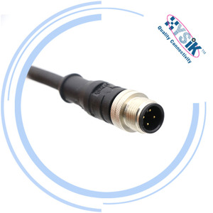 M12 steker cetakan pengunci berulir, 4-Pin IP68 tahan minyak, untuk kabel mesin Makanan & Minuman - Product Image 4