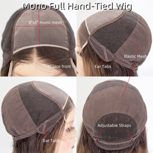 วิกผมแท้ 100% ถักด้วยมือทั้งหัว สีน้ำตาลกลางไล่ระดับสีบลอนด์อ่อนแบบซันคิสท์ไฮไลท์  ไม่ต้องใช้กาว  แบบเกรดทางการแพทย์ <span class=keywords><strong>ทรง</strong></span>บ็อบ 12 นิ้ว - Product Image 2