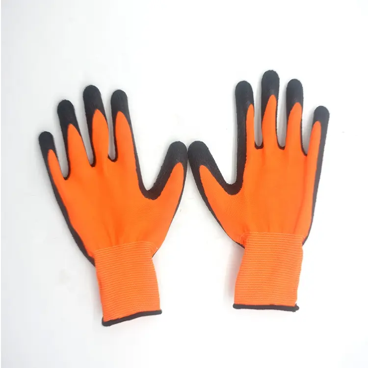 Soft Orange Pair Bangladesh Men'S Latex Double Coated Working Glove For Industrial Use