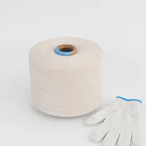 NE 6 8 10 đan an toàn găng tay tái sinh tái chế sợi bông đan bằng sợi polyester kết cấu