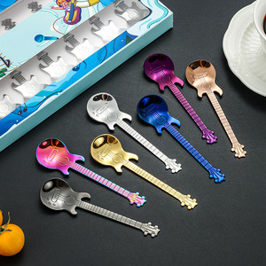 304 Stainless Steel Guitar <b>Spoon</b> Set Cartoon Design Dessert <b>Coffee</b> Stirring <b>Spoon</b> Gift For Adults - Product Image 3