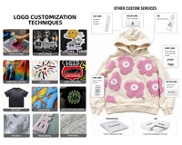 Sweat à capuche unisexe surdimensionné 330 GSM en mélange de coton, logo personnalisé, vente en gros, pull-over, streetwear floral, imperméable