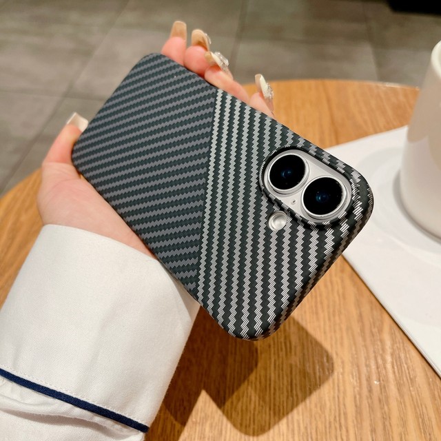 Carbon Fiber Ultra-Thin Compatible for 17 Pro Max Phone Case Plain Design Matte Finish Magnetic Charging Shockproof Hard Case