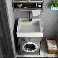 Meuble de lavabo amélioré pour machine à laver, lavabo avec planche à laver pour lavage à la main, en aluminium