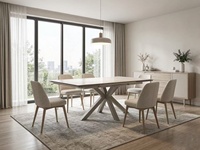 Meubles modernes, table à manger extensible en céramique noire avec un design de base croisée innovant