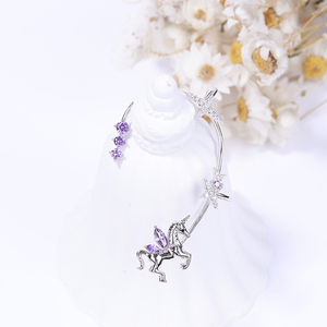 Set di gioielli di moda esagerazione della personalità senza foro per l'orecchio Design unicorno orecchio appeso dolce sposa - Product Image 1