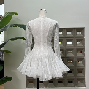 <span class=keywords><strong>Abito</strong></span> <span class=keywords><strong>Corto</strong></span> Autunnale da Donna alla Moda con <span class=keywords><strong>Maniche</strong></span> <span class=keywords><strong>Lunghe</strong></span> in Pizzo Rosa e Vita Stretta 2026 - Product Image 4
